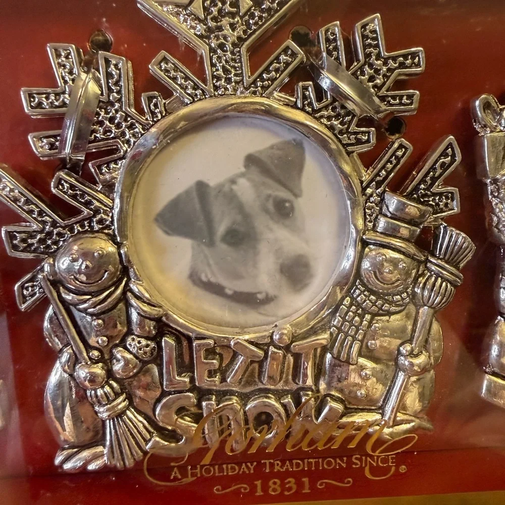 Gorham silver-plated Christmas ornament picture frame set